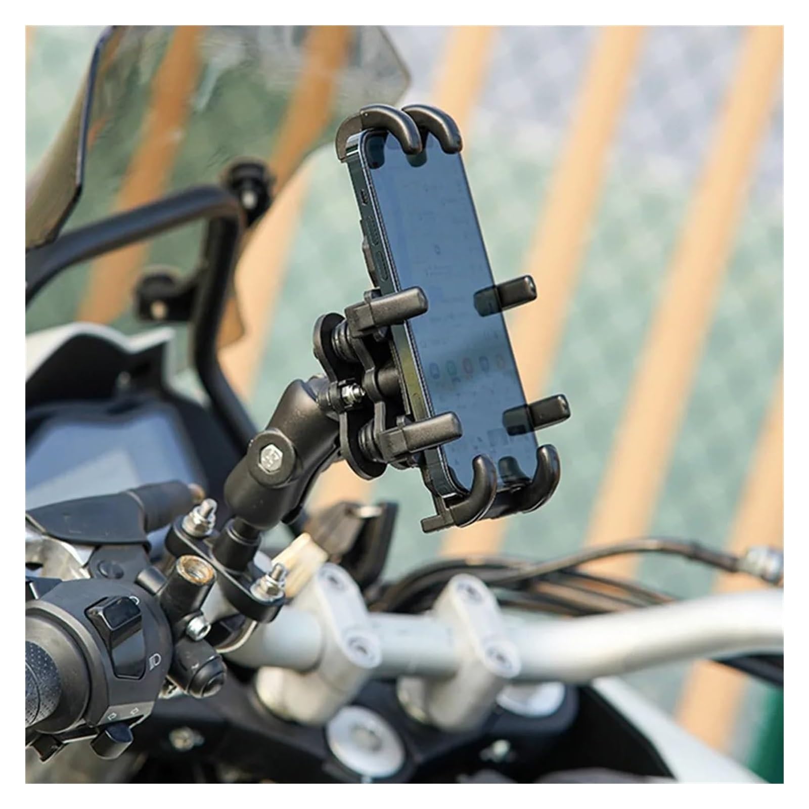 Soporte Navegación Motocicleta para Motocicleta con Vista De 360 ​​° Soporte GPS A Prueba Golpes Clip para Montar En Patinete Bicicleta para Teléfono Móvil De 4 A 6,7 ​​Pulgadas(A)