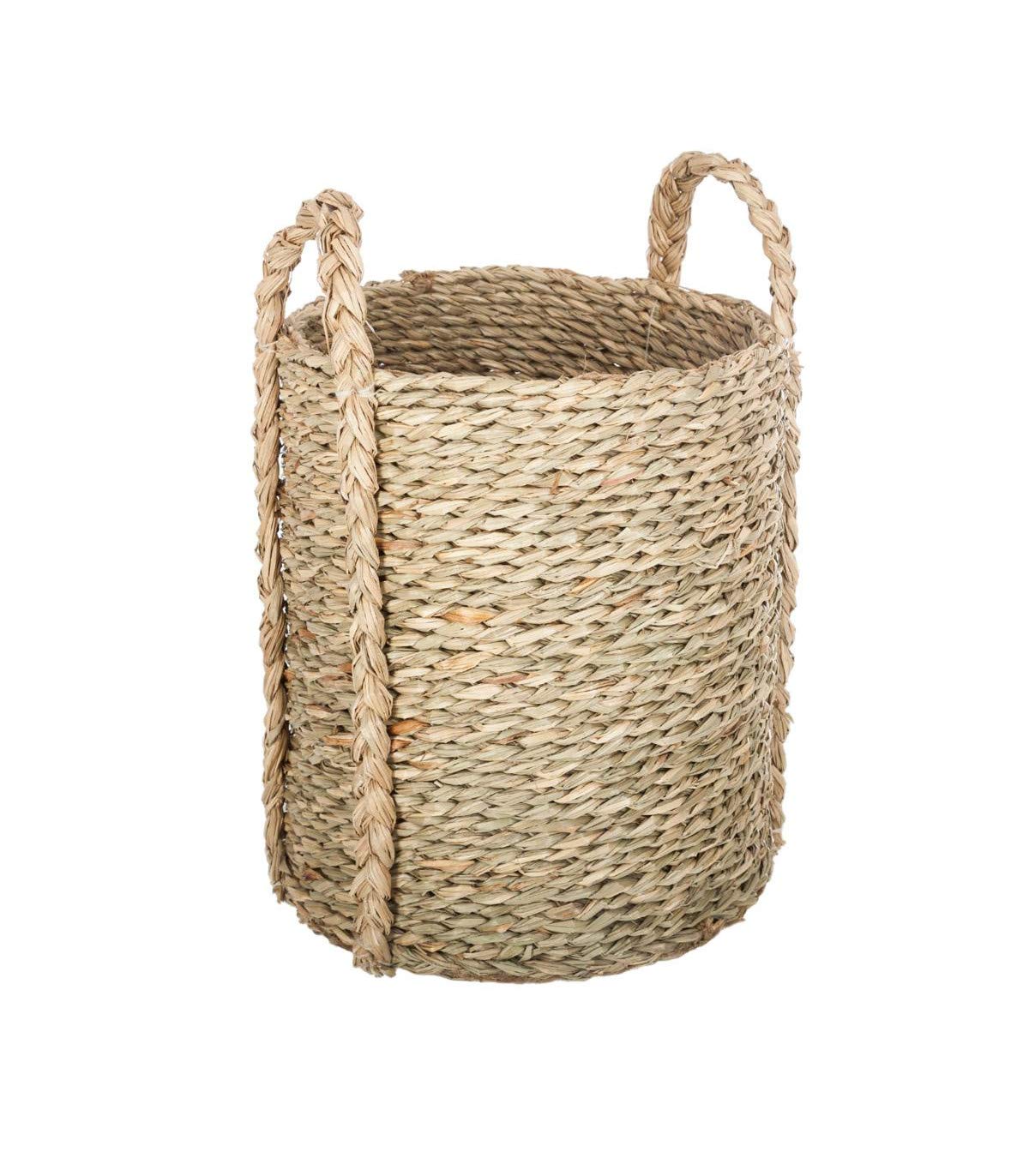 ATMOSPHERA CREATEUR D'INTERIEUR - Set di 3 cesti con manico rotondo in giunco intrecciato D22 26 34cm