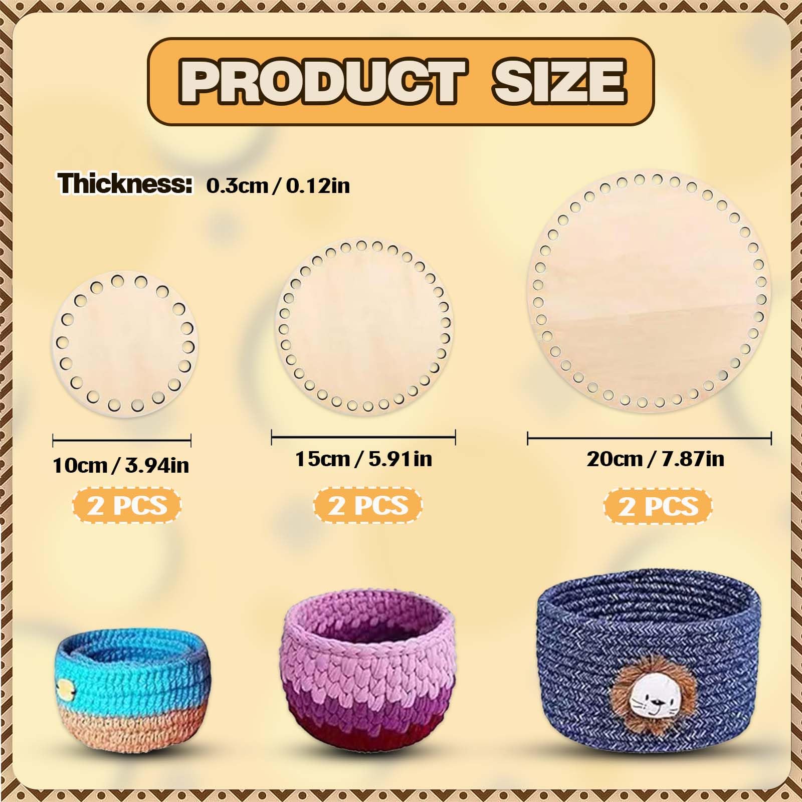 Fondi Cesto In Legno Per Uncinetto - 7 Misure Per Fai Da Te - Foto 2