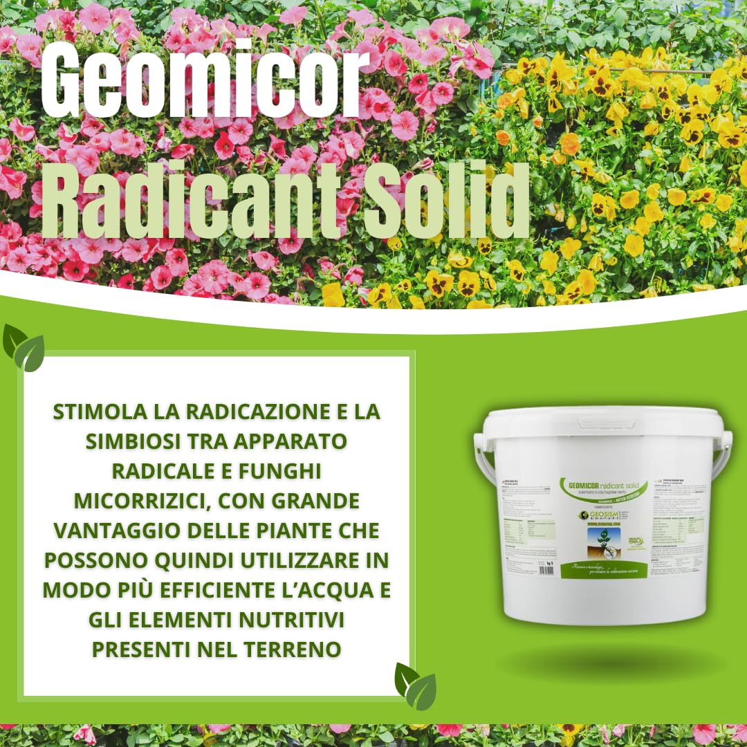 Geomicor Radicant Sólido, (5 kg), inóculo granular de hongos micorrízicos y bacterias rizosféricas para hortalizas, plantas y flores