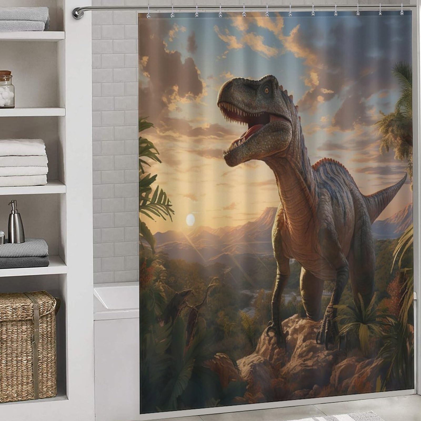 Rideau de douche dinosaure lavable pour transformer la salle de bain des enfants avec style