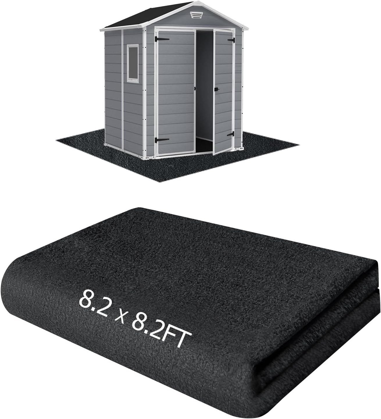 Outdoor Storage Shed Floor Mat, 8.2*10.2FT Waterproof Washable Garden Flooring Pad with Non Slip Backing, Soft Furniture Patio Covering Carport dust Oil Mat-Tool Shed, Storage Shed Not Included