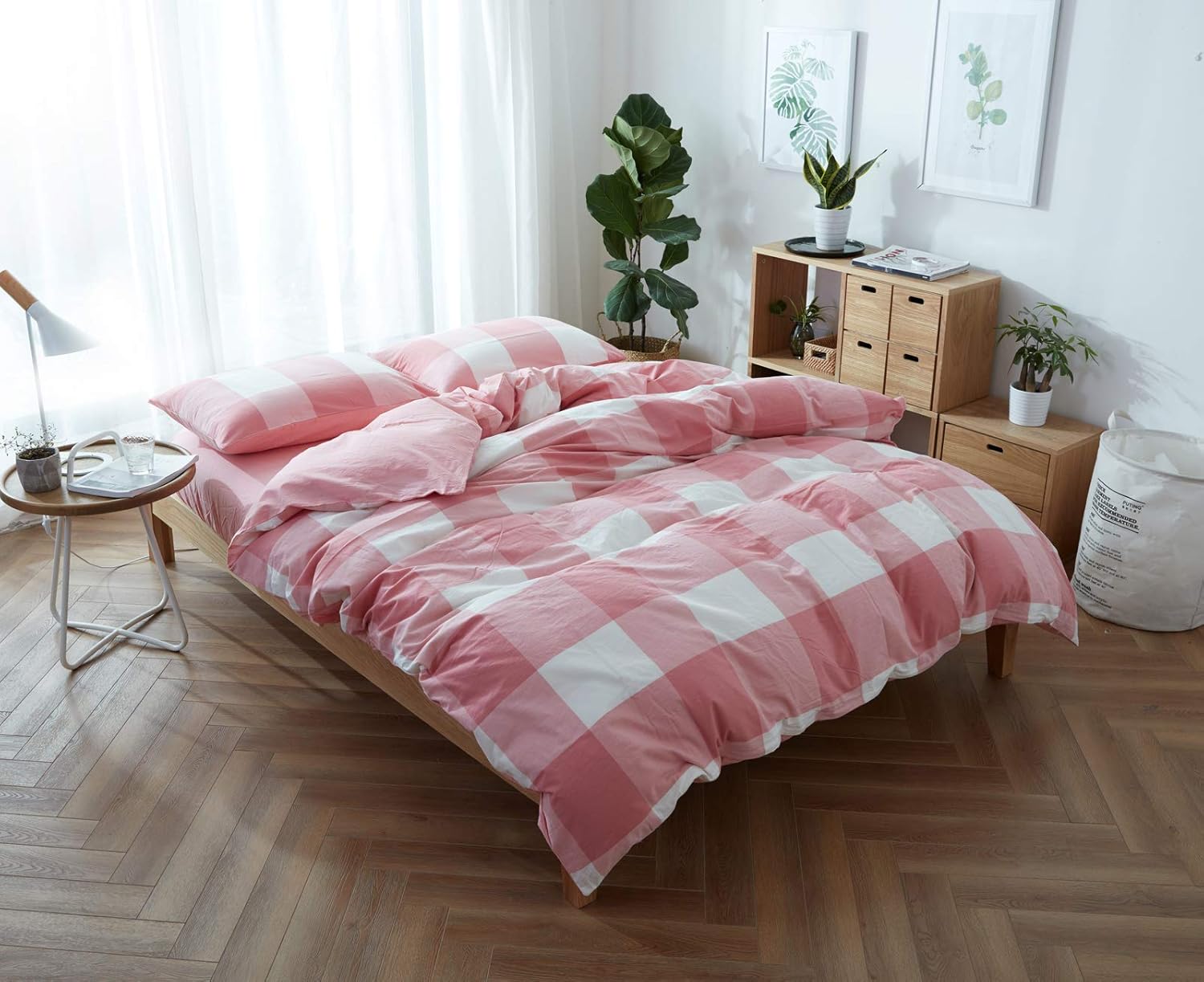 MOON'S SLEEPWARES / Herse Series / [ Light Pink, Queen Size ] [ 100% Cotton 200 Thread Count ] Duvet Cover Set (Duvet Cover with Two Pillow Cases) SJTSGB220x230GPI