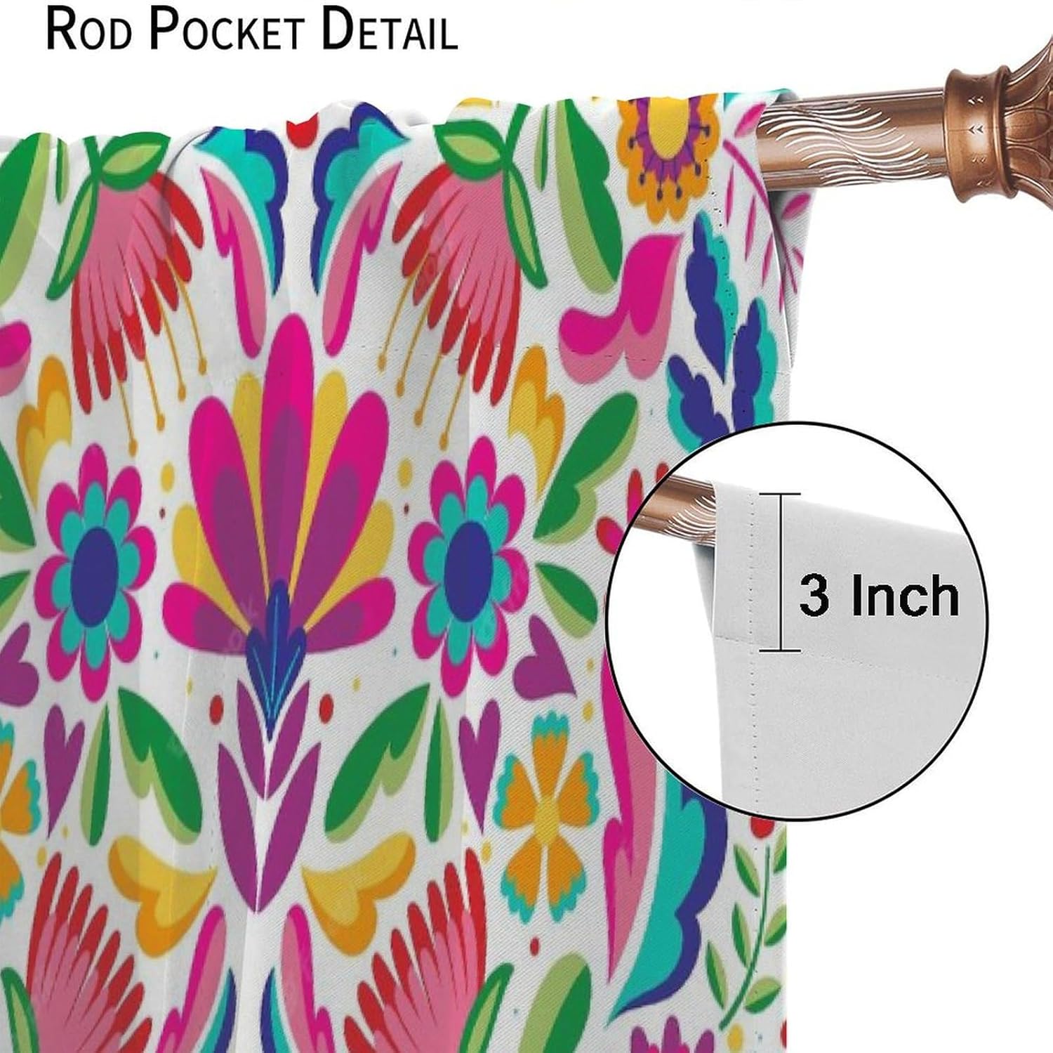 Mexico Element Curtain,Traditional Mexican Birds Style Paisley Flowers Ethnic Window Treatments for Bedroom Living Room Set 2 Panels,52x84 Inches Blackout