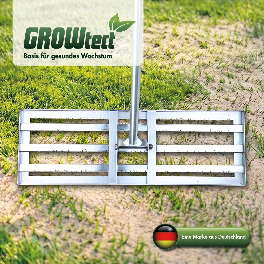Rasenrakel 76x25cm inkl. 2m Stiel – Levelawn zum Sanden von Rasenflächen & Ebnen von Rasentragschichten – 3-teiliger geschraubter Gerätestiel für Stabilität