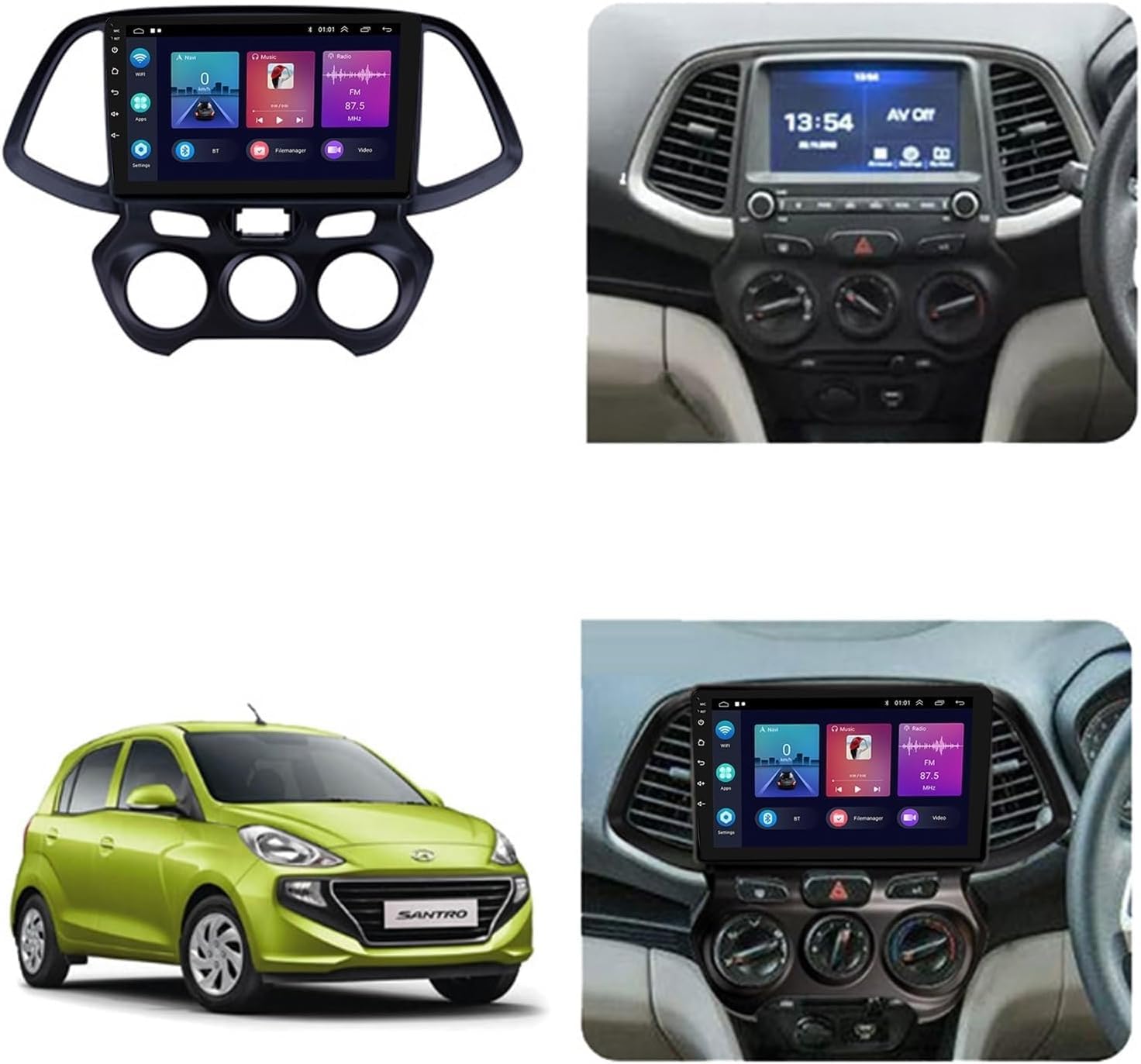 ,A2 2g+32g,9-calowy Android 15 samochodowy system stereo do Hyundai Santro Atos 2018, ekran dotykowy IPS, radio, bezprzewodowy CarPlay i Android Auto, GPS, WiFi, Bluetooth, wsparcie OBD2, DVR, DSP
