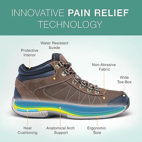 Miniatura 3 de Orthofeet Botas altas para hombre para alivio del dolor de fascitis plantar, soporte para arco ortopédico, artritis diabética