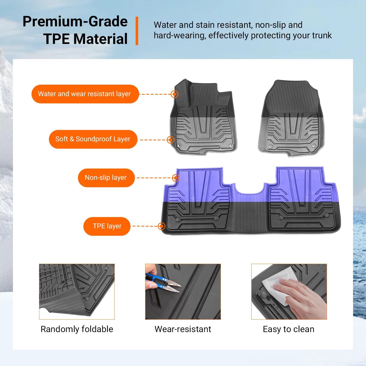 powoq Fuel Floor Mat Compatible with 2017-2022 Honda CRV Trunk Mat Floor Liner TPE Cargo Mat Replacement for 2017-2022 Honda CRV Accessories (Fit 17-22 Fuel Model, Trunk+Backrest+Floor Mat)