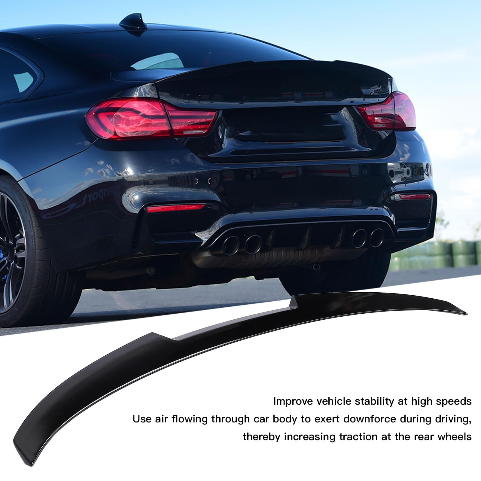 Keenso Tylny Spojler M4 Style ABS Klejony Spojler Bagażnika, Spoiler, for