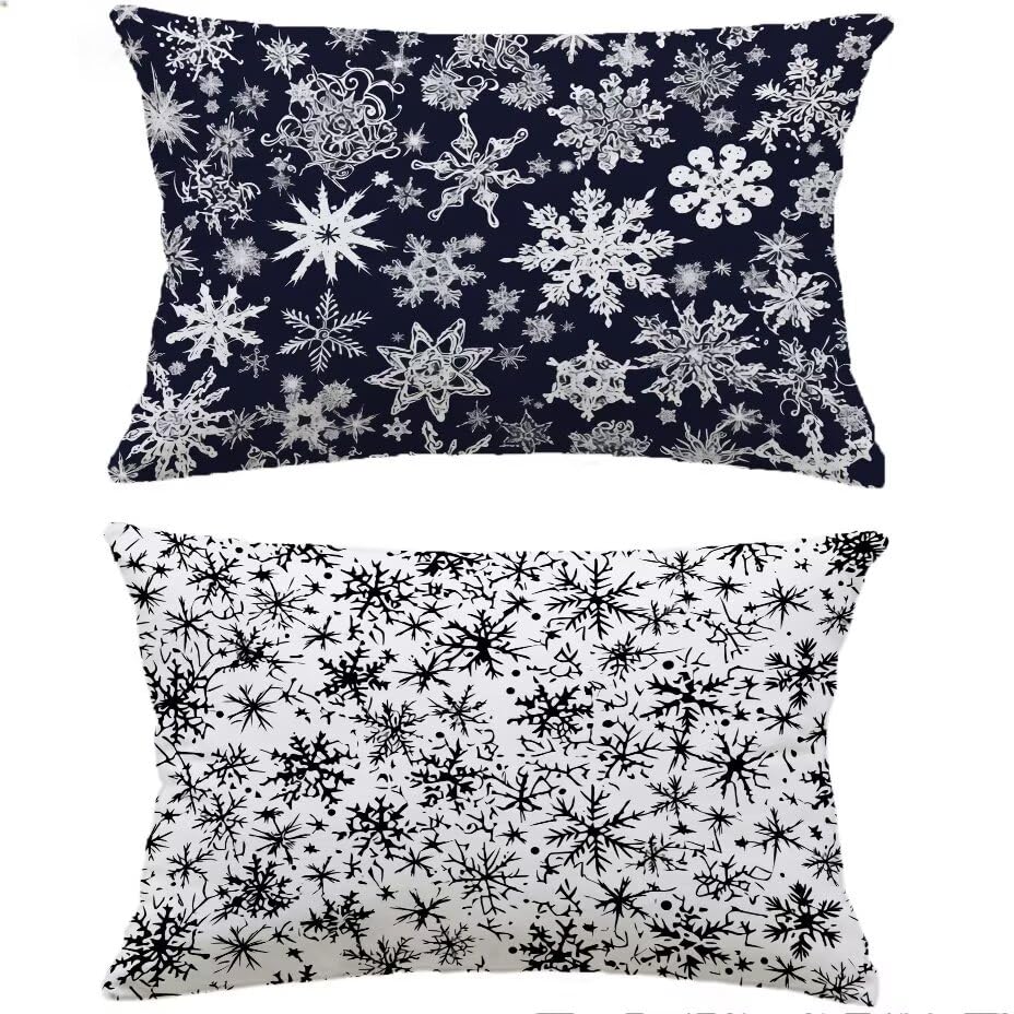Housse de coussin extérieur 80x100 cm bleu marine aspect lin lot de 2 pour jardin