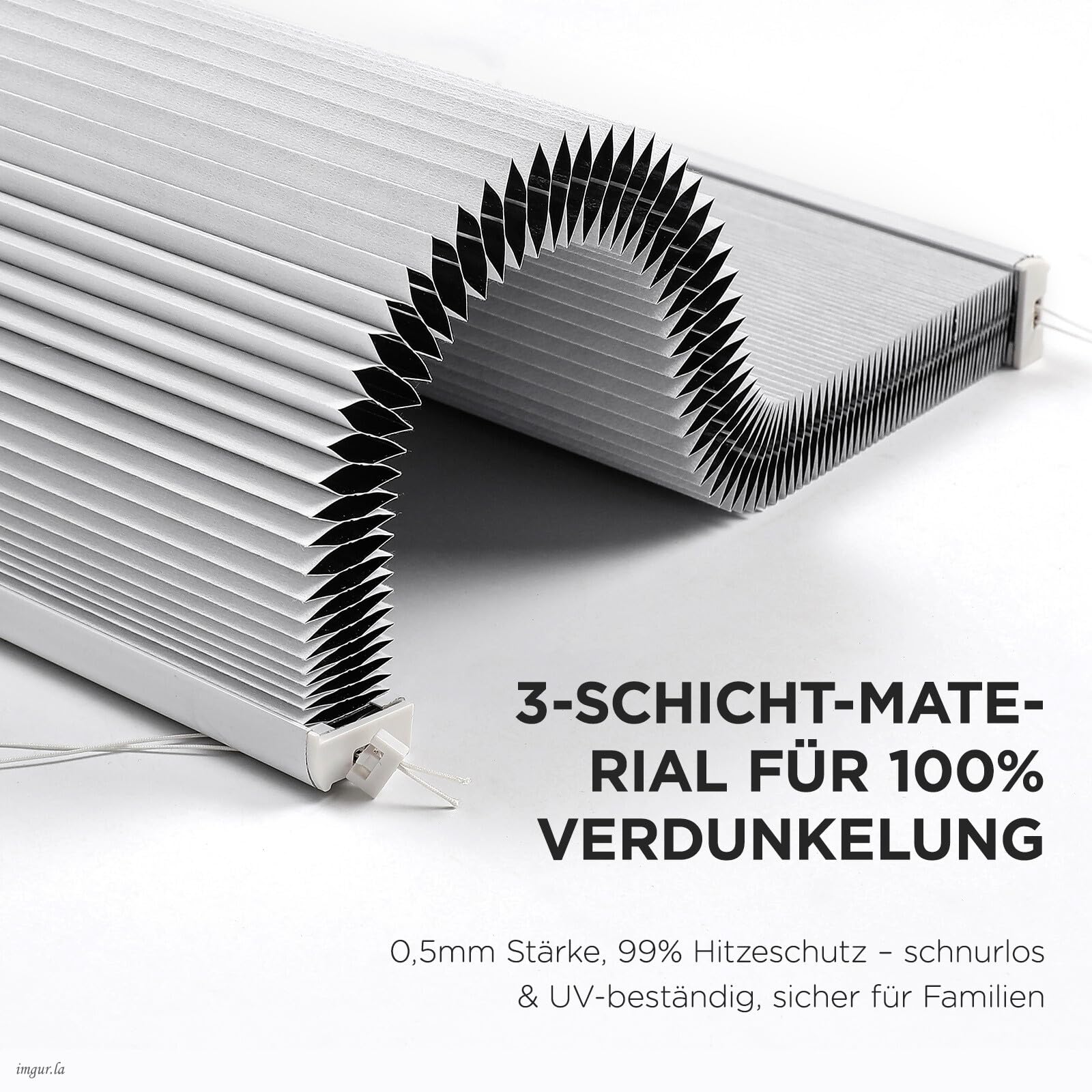 Joydeco Wabenplissee ohne Bohren Verdunklung Thermo Klemmfix Zweifarbig Grau B120 x H150 cm, Plisseerollo Sichtschutz Sonnenschutz & Schallschutz für Fenster & Tür