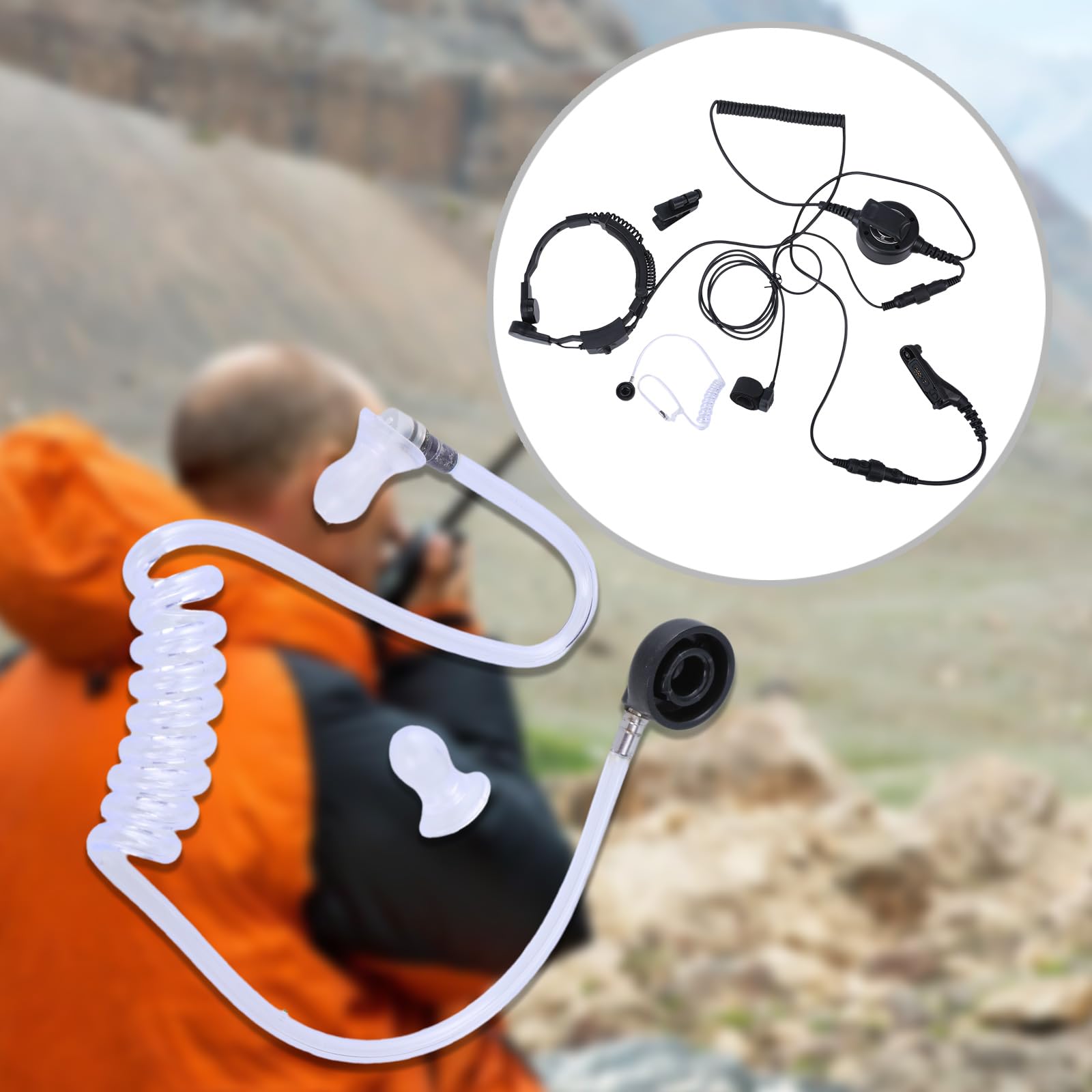 Kehlkopfmikrofon Headsets für P8268 DP4800 DP4600 DP3400 Funkgeräte, Keine Verzerrung, klarer Klang, Kopfhörer Ohrhörer, Mikrofon Ohrhörer