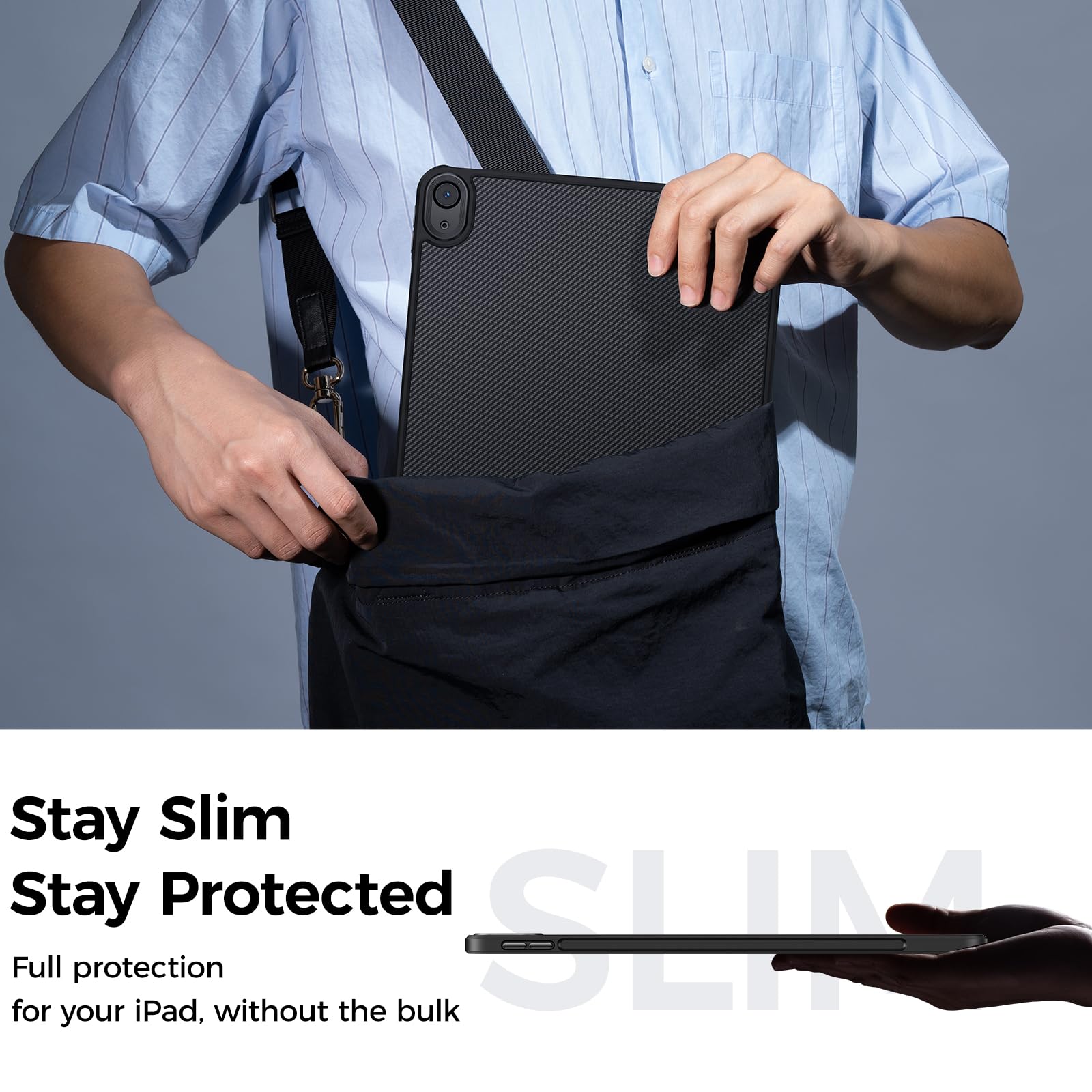 BENKS ArmorPro Cover per iPad Air 11 Pollici (M3/M2) 2025/2024, Custodia Sottile Antiurto con Porta Pencil, Supporta la Ricarica Apple Pencil, Realizzata in Kevlar DuPont e TPU
