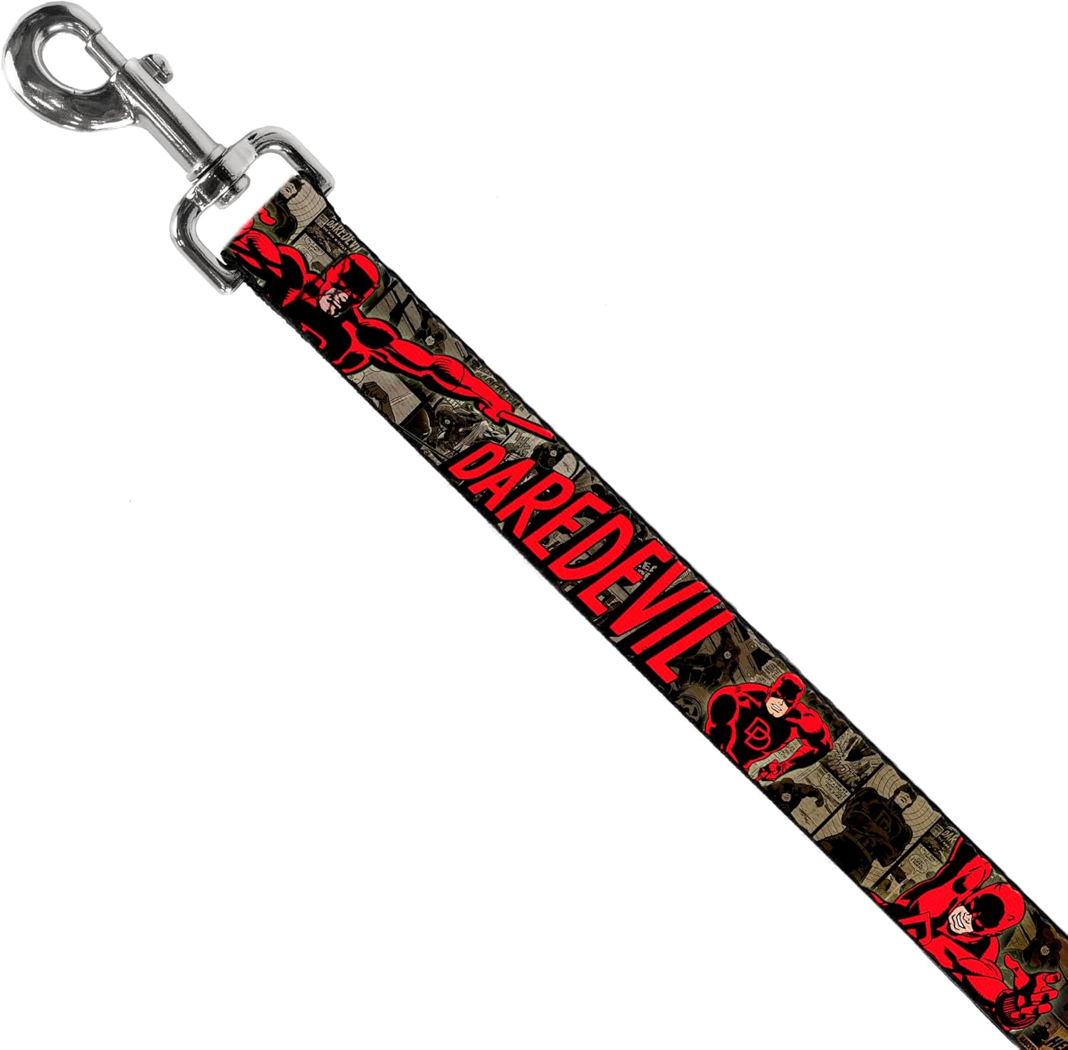 Dog Leash Daredevil Action Poses Comic Panels Grays Red 6 Feet Long 1.0 Inch Wide