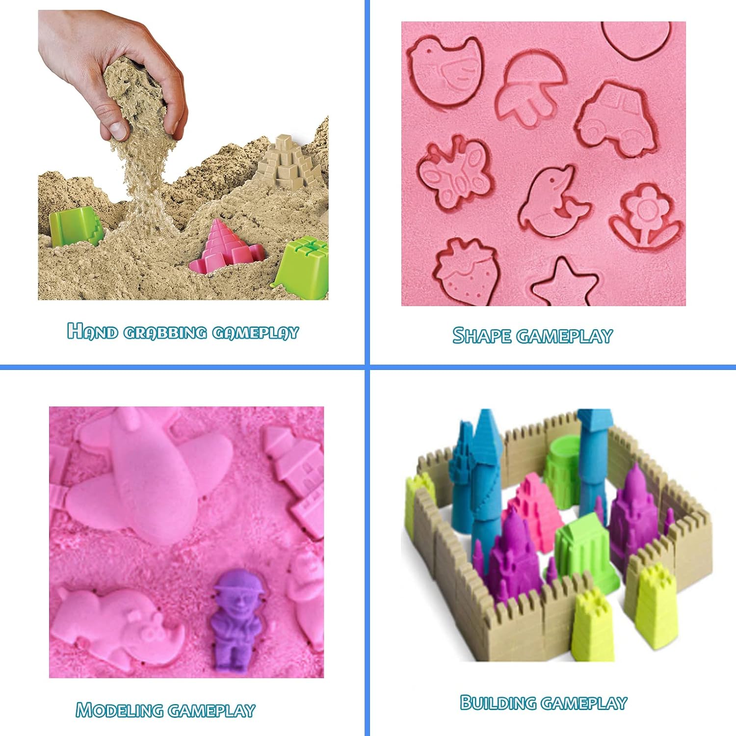 Arena Mágica Sensorial – Set De 1800 G Con 6 Vehículos, Moldes Y Herramientas, Ideal Para Niños De 3 A 7 Años, Juego Creativo Sin Pegotes
