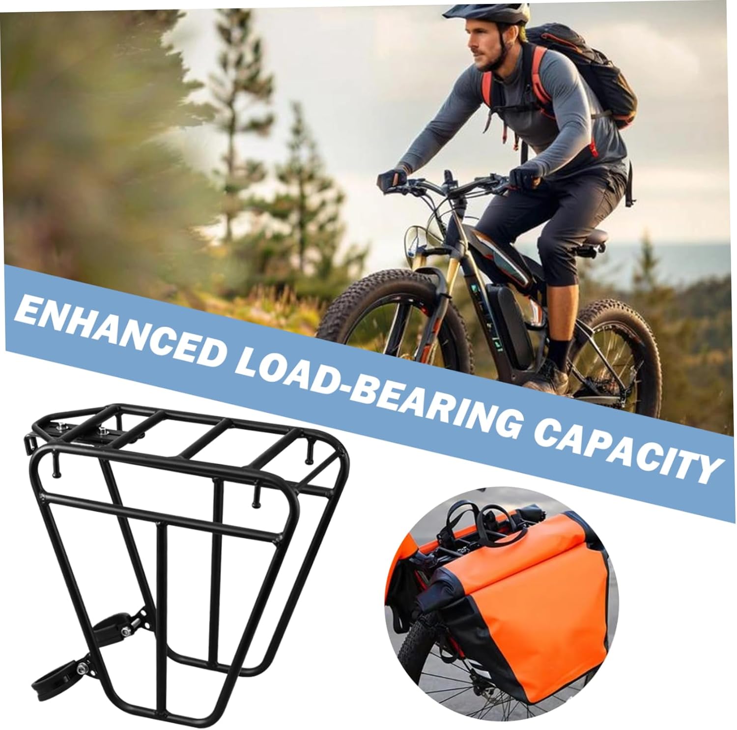 Bike Rack, Adjustable Bike Rear Rack, Frame-Mounted for Heavier Top & Side Loads Pannier for Disc Brake