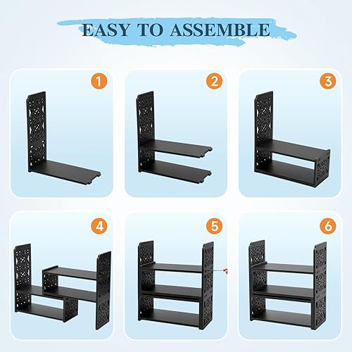 Miniatura 6 de EARTHSON Estante organizador de escritorio, estantería expandible para escritorio, estantería de escritorio pequeña, mini estantes ajustables para