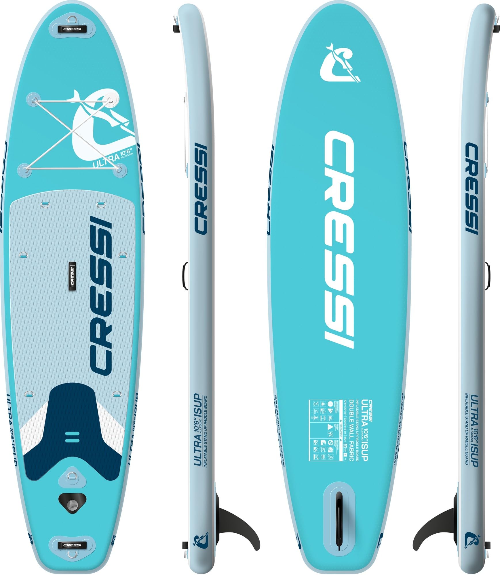 CRESSI Depuis 1946 - Ultra Isup/Kayak Set - Planche de Sup Gonflable pour Adultes, Stable et Résistante Accessoires Tous Inclus Pagaie Aileron Pompe Leash Sac Transport_320x81x15 cm Max 130 kg