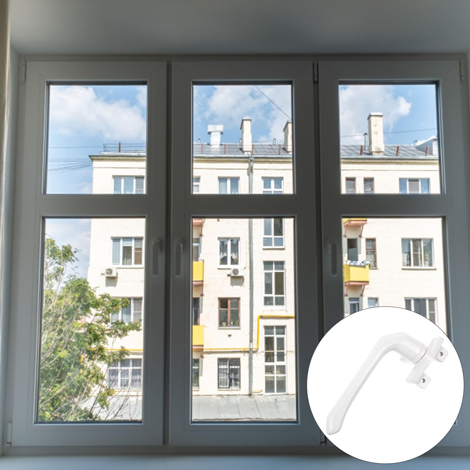 NUOBESTY 4 Stück Fensterkurbel Mechanismus Fensteröffnergriff Fensterbeschläge handhaben Griffe Rechtshänder-Flügelantrieb Ersatz-Fenstergriff Aluminiumlegierung Weiß