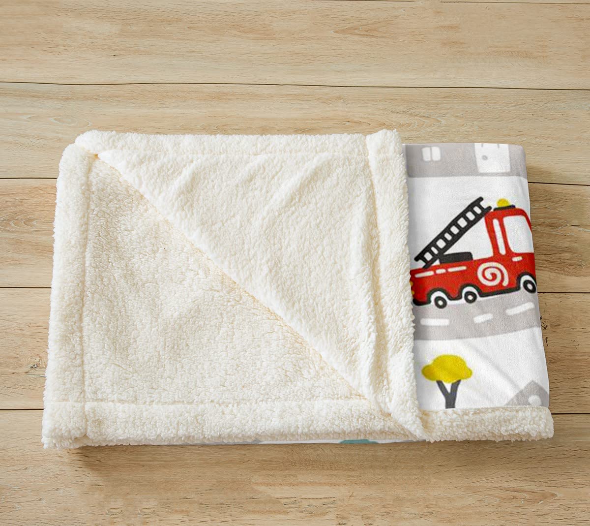Coperta per bambini in pile Sherpa per strada, per letto, divano, polizia, auto, camion dei pompieri, coperta fuzzy veicolo, coperta in peluche da regina 200 x 200 cm
