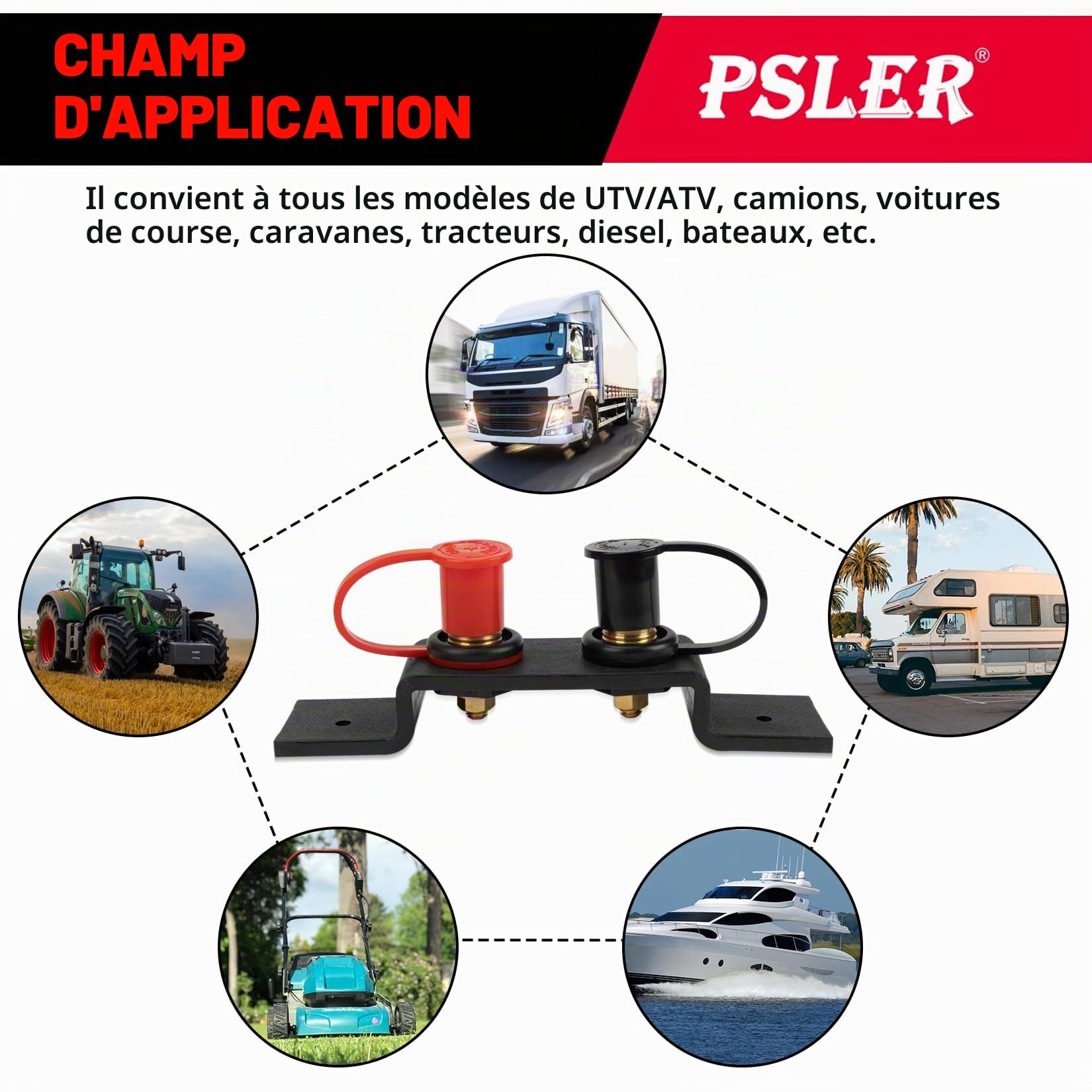 PSLER Goujon Rechargeable pour Poteau de Saut de Batterie Kit de Télécommande de Cavaliers pour UTV ATV Voiture Camion Marine RV Remorque Tondeuse Diesel Borne de Batterie avec Couvercle
