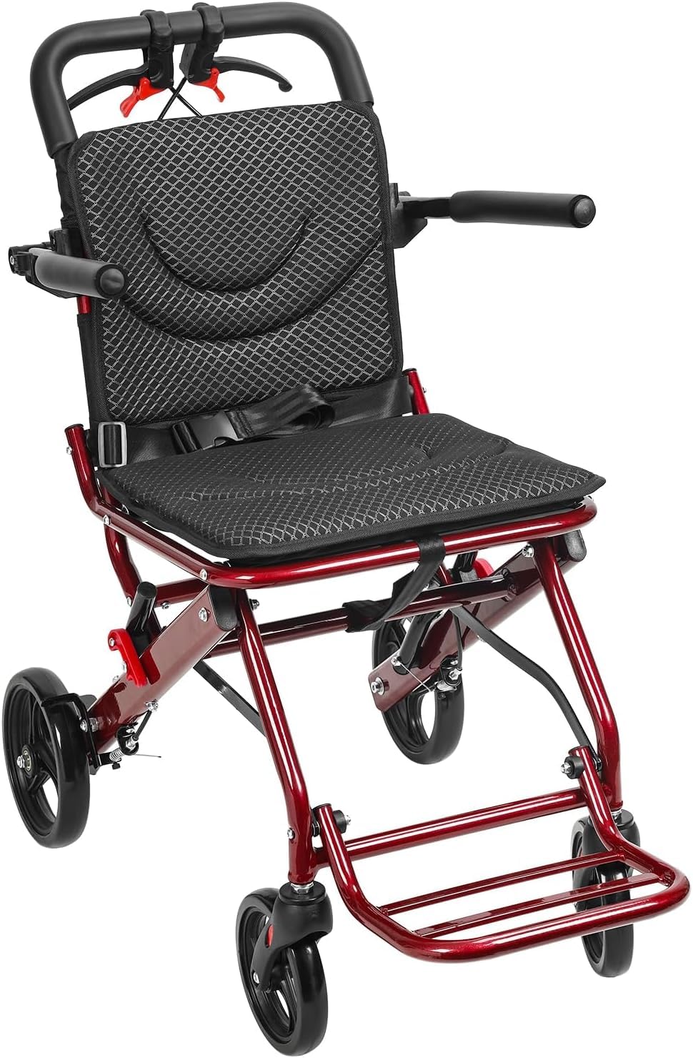 YGNVMCXJG Lightweight Transport Wheelchair Foldable, 13 lbs Portable Travel Chair for Adults & Seniors, Flip-Up Armrests, Travel Bag, Supports 286 lbs