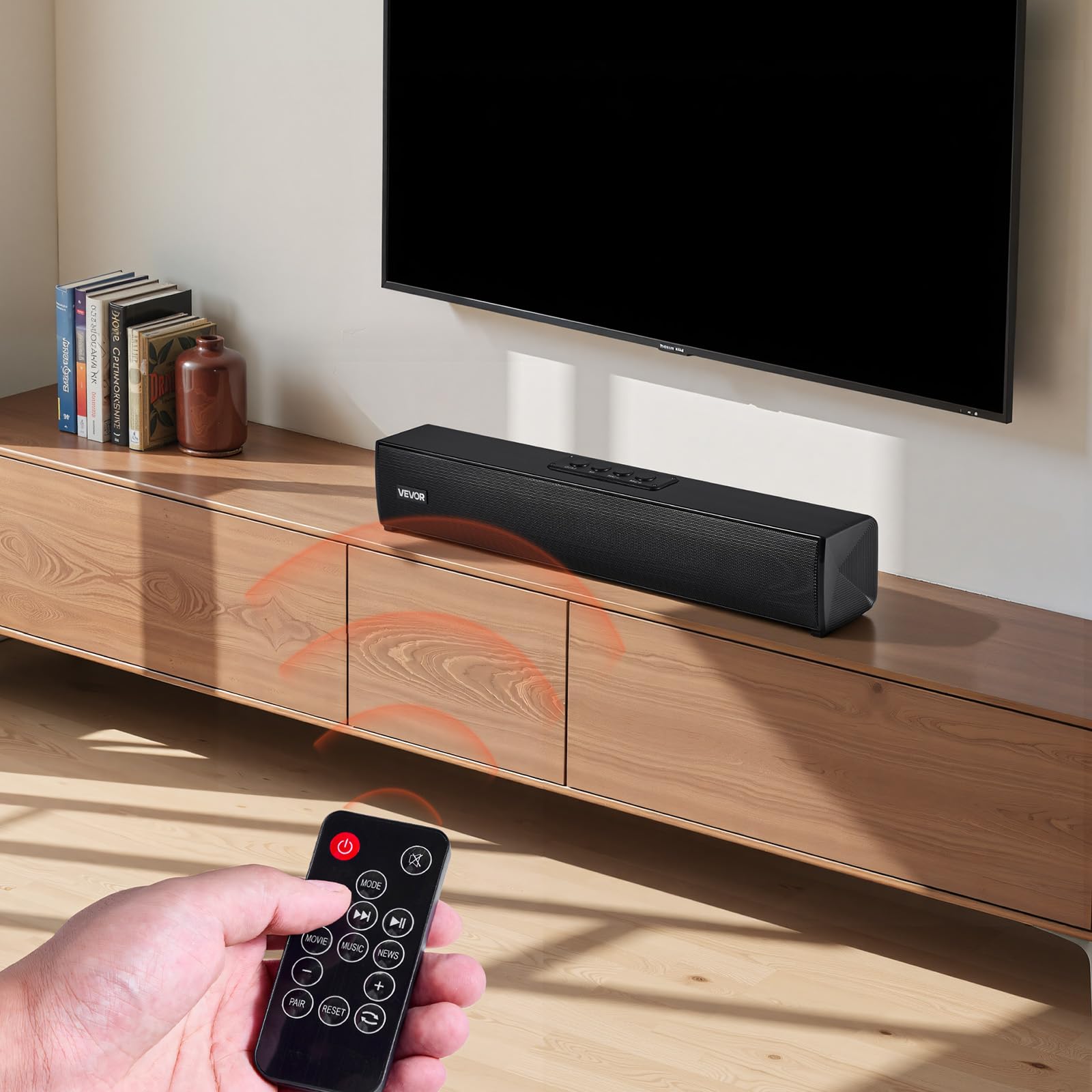 VEVOR Sound Bar do Smart TV, 2.0-kanałowy, kompaktowy soundbar, do projektora, połączenie Bluetooth AUX, pilot zdalnego sterowania, łatwa konfiguracja, system dźwięku przestrzennego 80 W, do komputera