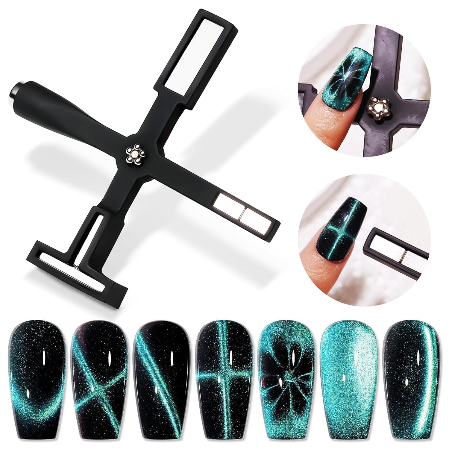 K.Y.L.Plus 5-in-1 Cat Eye Nail Art Magnet Stick Tool – Multifunctional Magnetic Wand for 3D Cat Eye Gel Polish Design, Strong Effect Nail Art Tool for Salon & Home Use (Black)-picture-10