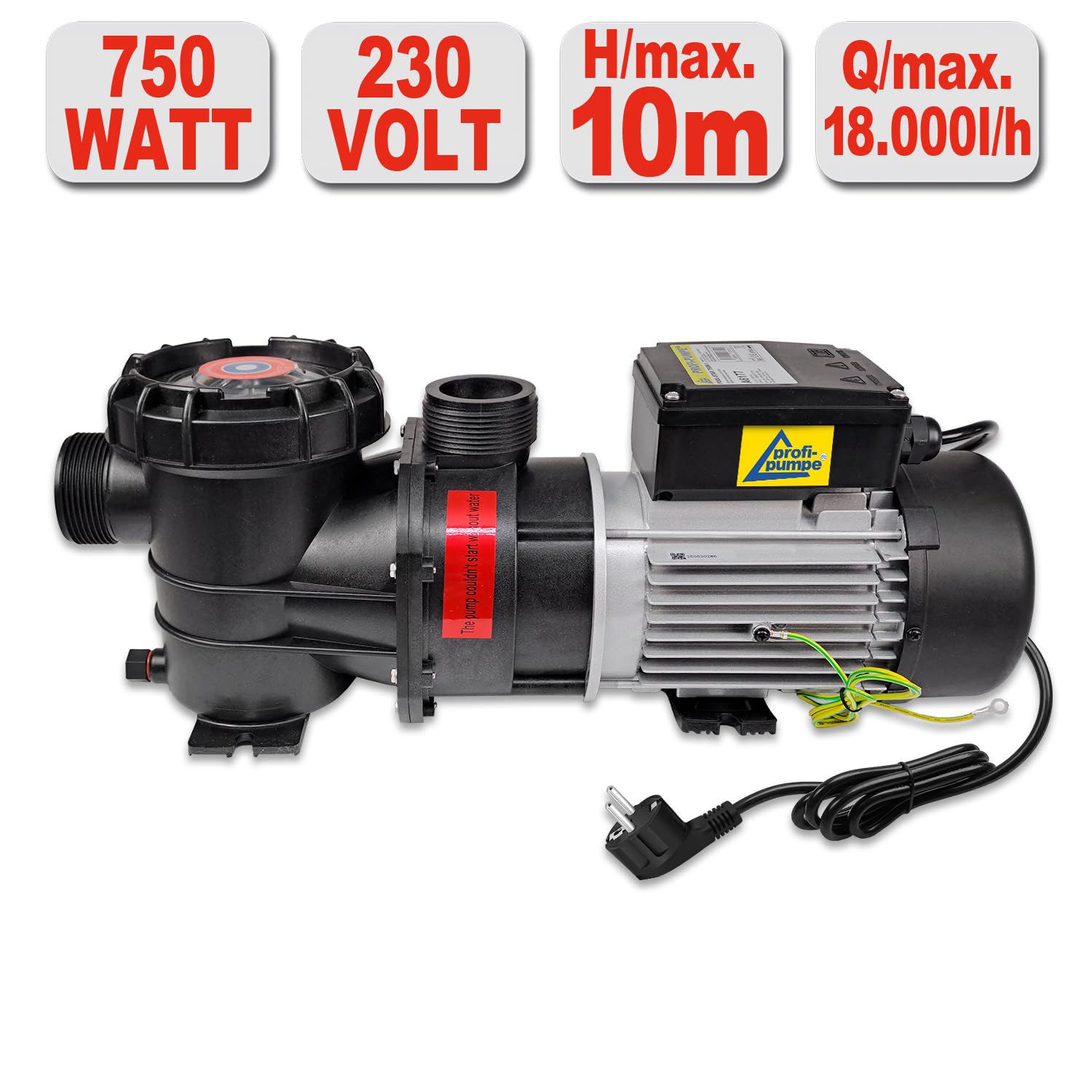BOMBA de FILTRACIÓN para PISCINAS POOL-STAR-800 BOMBA para PISCINA desde 25cbm BOMBA fiable y con ahorro de energia, FILTRO FACIL DE LIMPIAR con cable de 1,2m SWIMMINGPOOL PUMP hasta a 50-65cbm
