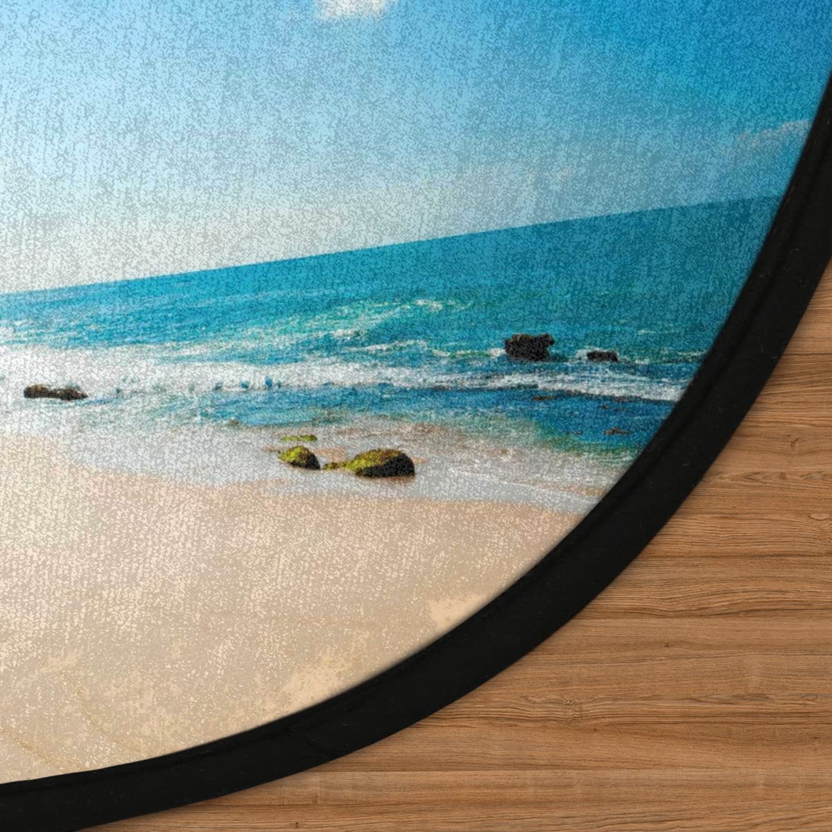 Okrągły dywanik z motywem hawajskiej tropikalnej plaży, 160 cm, letnia plaża, okrągły dywanik, do pokoju, domu, wewnątrz, antypoślizgowa podłoga, do wewnątrz, duża mata