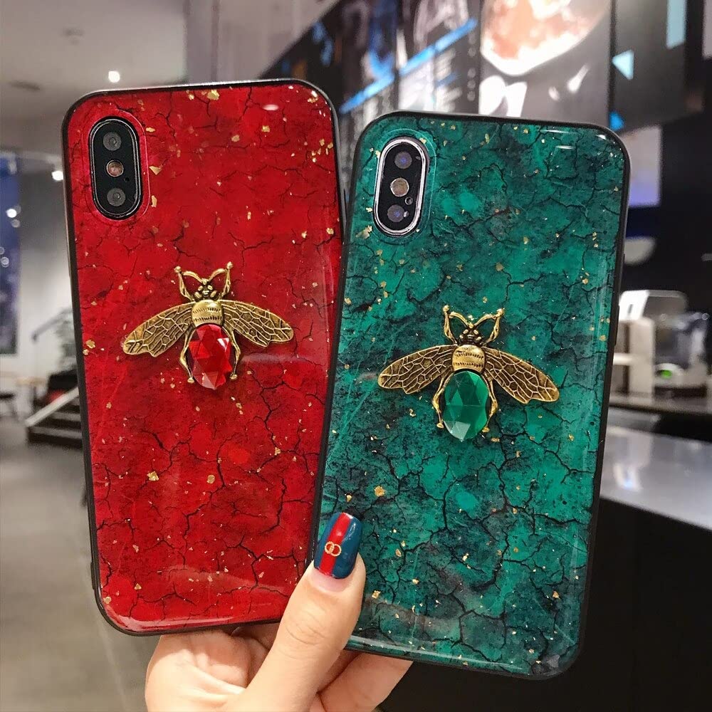 ITAL3000 Huawei Mate 20 Lite Case, Glitter Gold Foil Marble 3D Bee Phone Case for Huawei Mate 20 Lite, Silicone Cover