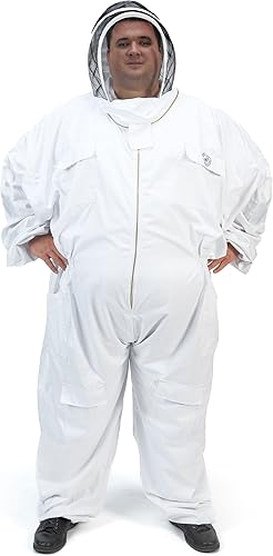 Humble Bee 411P Traje de apicultura de polialgodón grande y alto con velo de esgrima, 5XL, blanco ártico