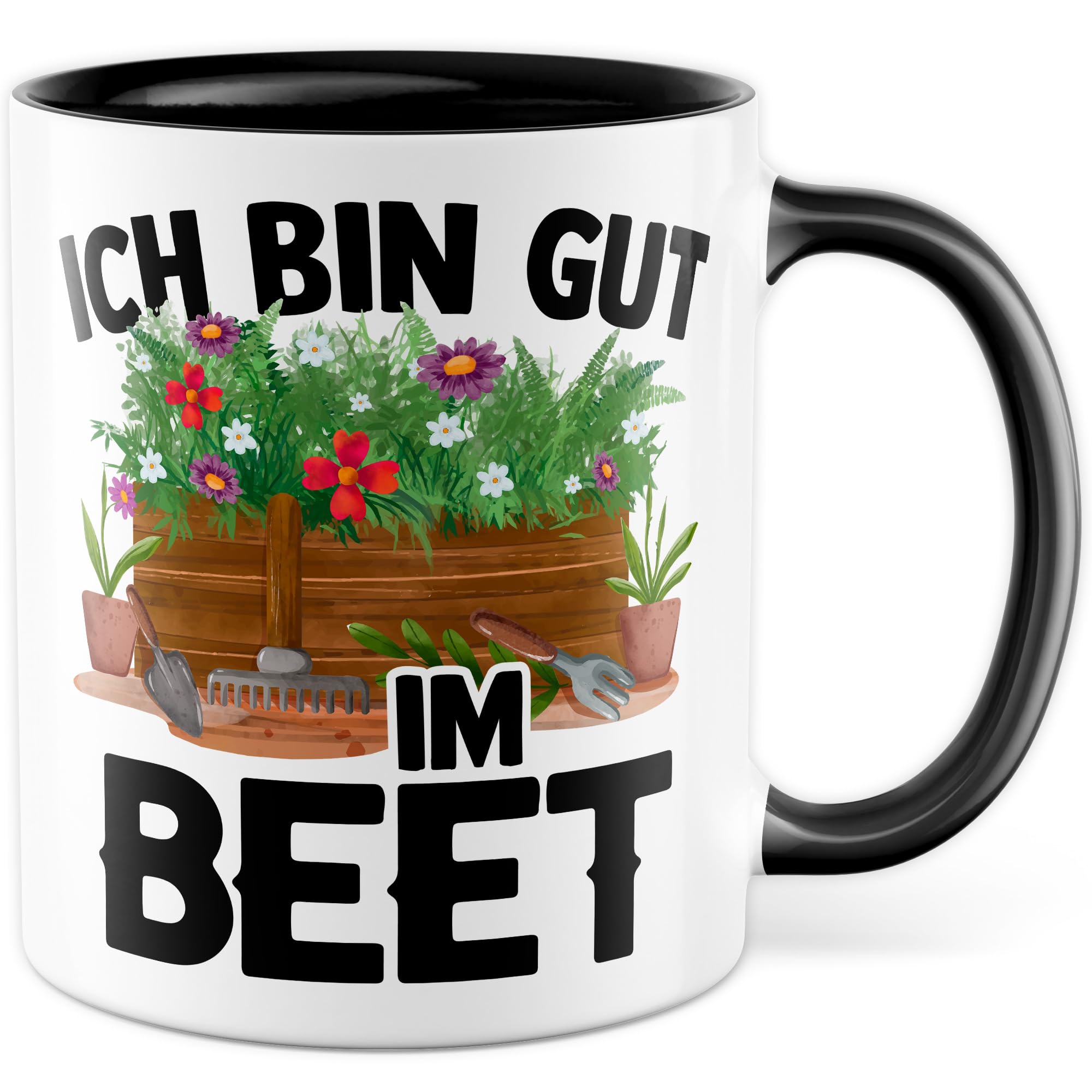 Garten Tasse Mit Spruch – 'Gärtnern Ist Günstiger Als Eine Therapie', Spülmaschinenfest, 330 Ml, Weiß