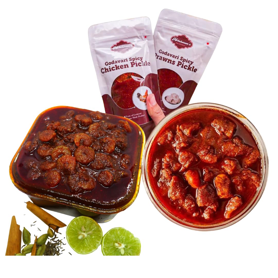Godavari Spicy Prawns Pickle & Boneless Chicken Pickle Combo – Authentic Andhra Style | Homemade Non-Veg Pickle | No Preservatives | 2 x 100g-image-5