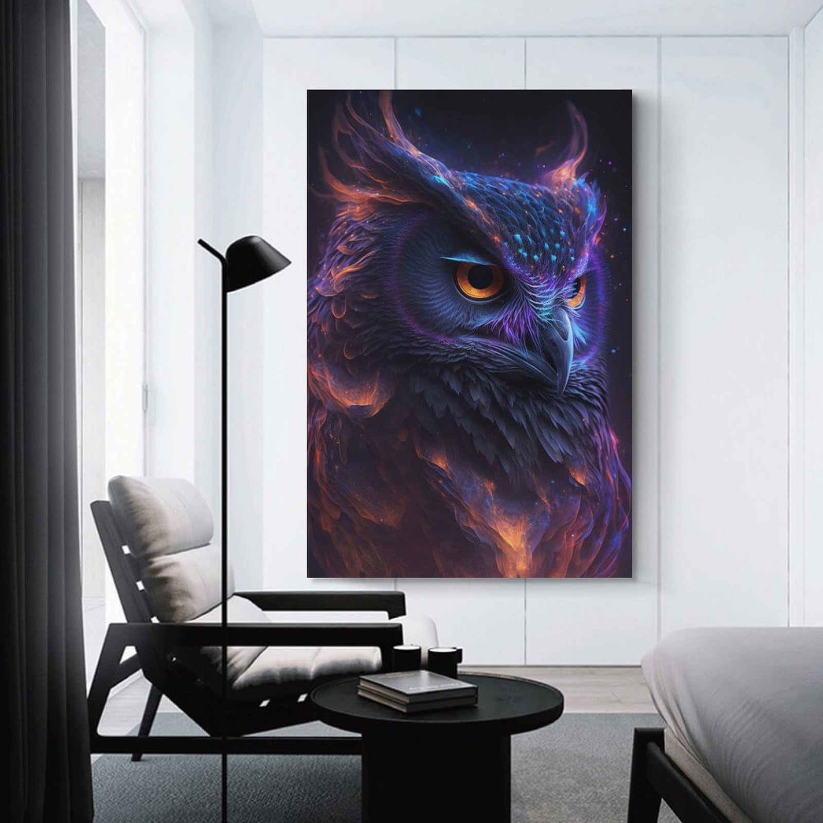 Junmoney Galaxy Owl Bird Room Decor Wall Art, 24x36inch(60x90cm), for Office, Study Or Home Workspace, Decorative Artwork for Productive Spaces