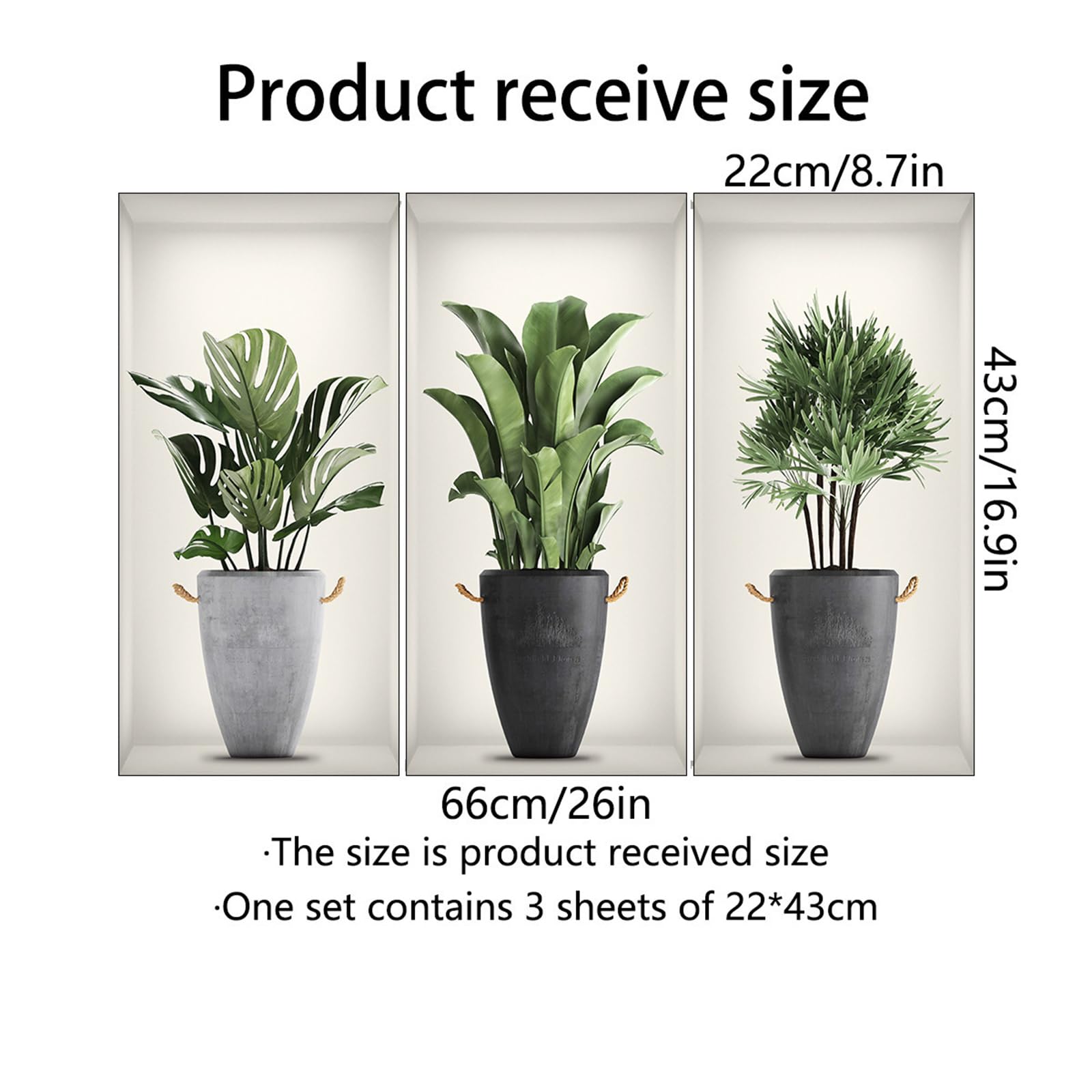 Calcomanías De Pared De Plantas En Macetas Verdes Pegatinas De