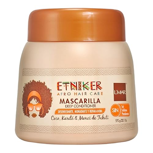ETNIKER Mascarilla Acondicionadora Profunda para Cabello Rizado, Ondulado y Afro. Mascarilla Hidratante con Aceite de Coco, Manteca de Karité y