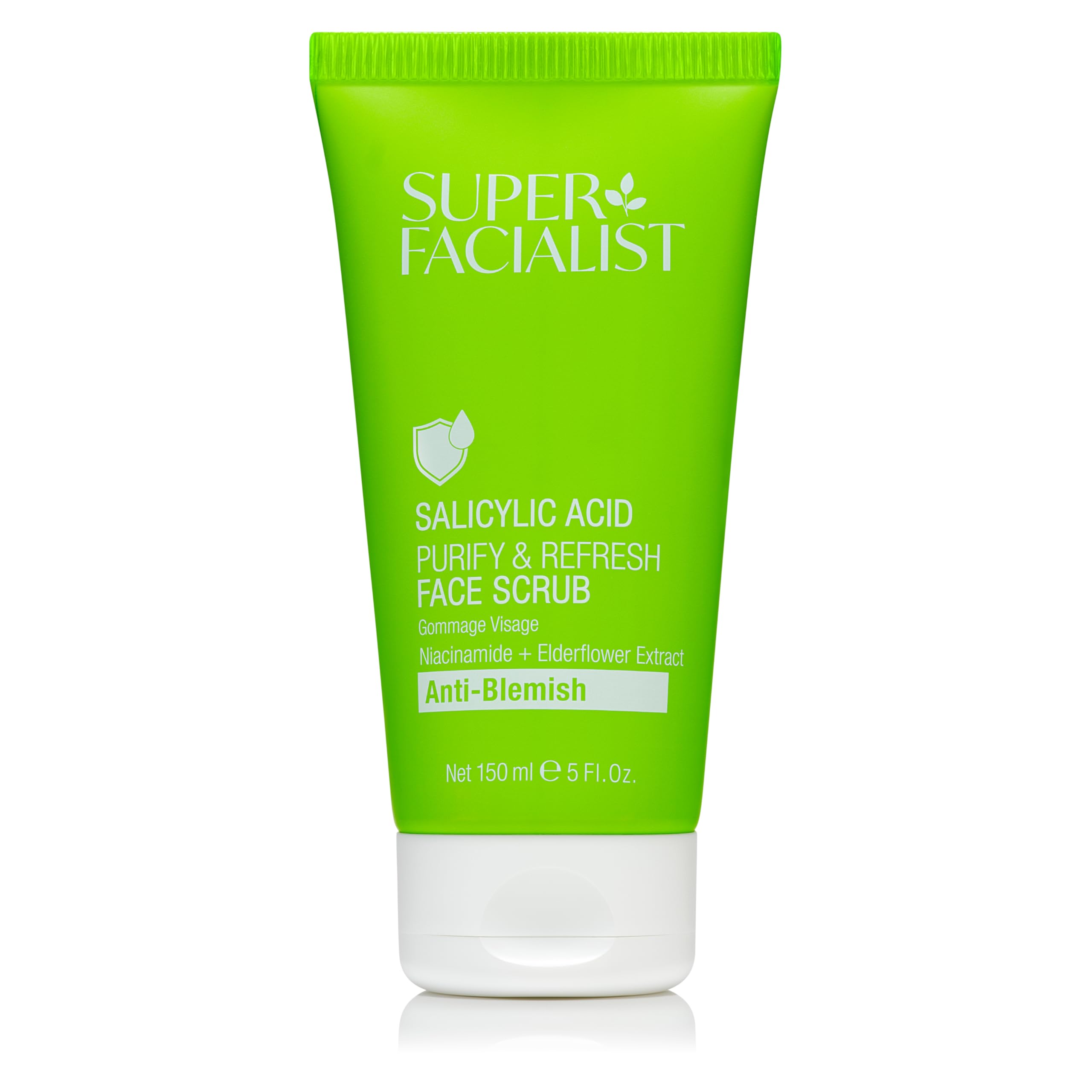 Salicylic Acid Purify & Refresh Facial Scrub 150ml - Biodegradable Micro Beads Exfoliate Skin Cells Removing Dirt & Impurities. Tackles Spots & Acne Prone Skin