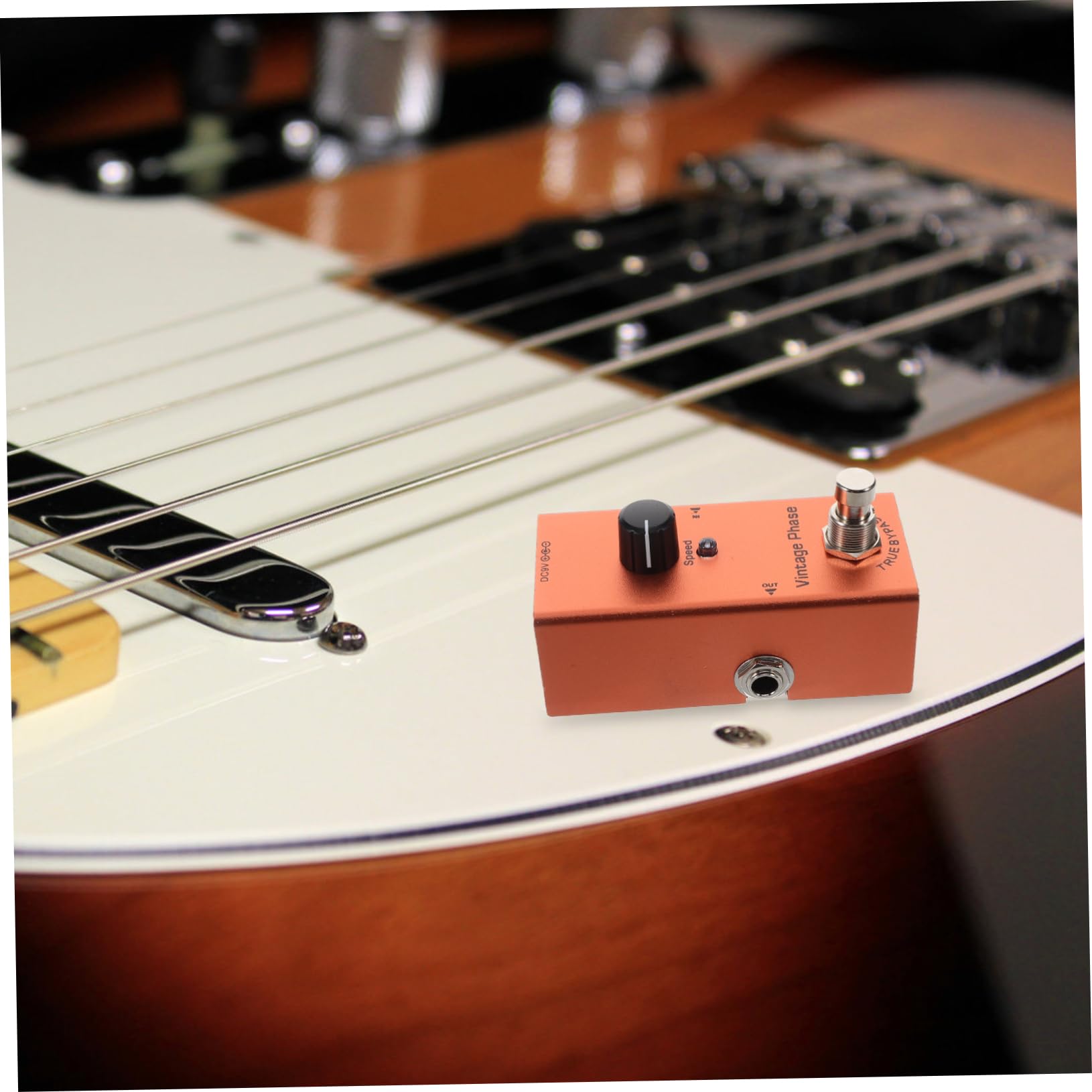 Pedale Metallo per Chitarra Elettrica Arancia Effetto Fase Mini | Funzione Riduzione Rumore, Luci Indicatore Chiare per Registrazione e Suonata