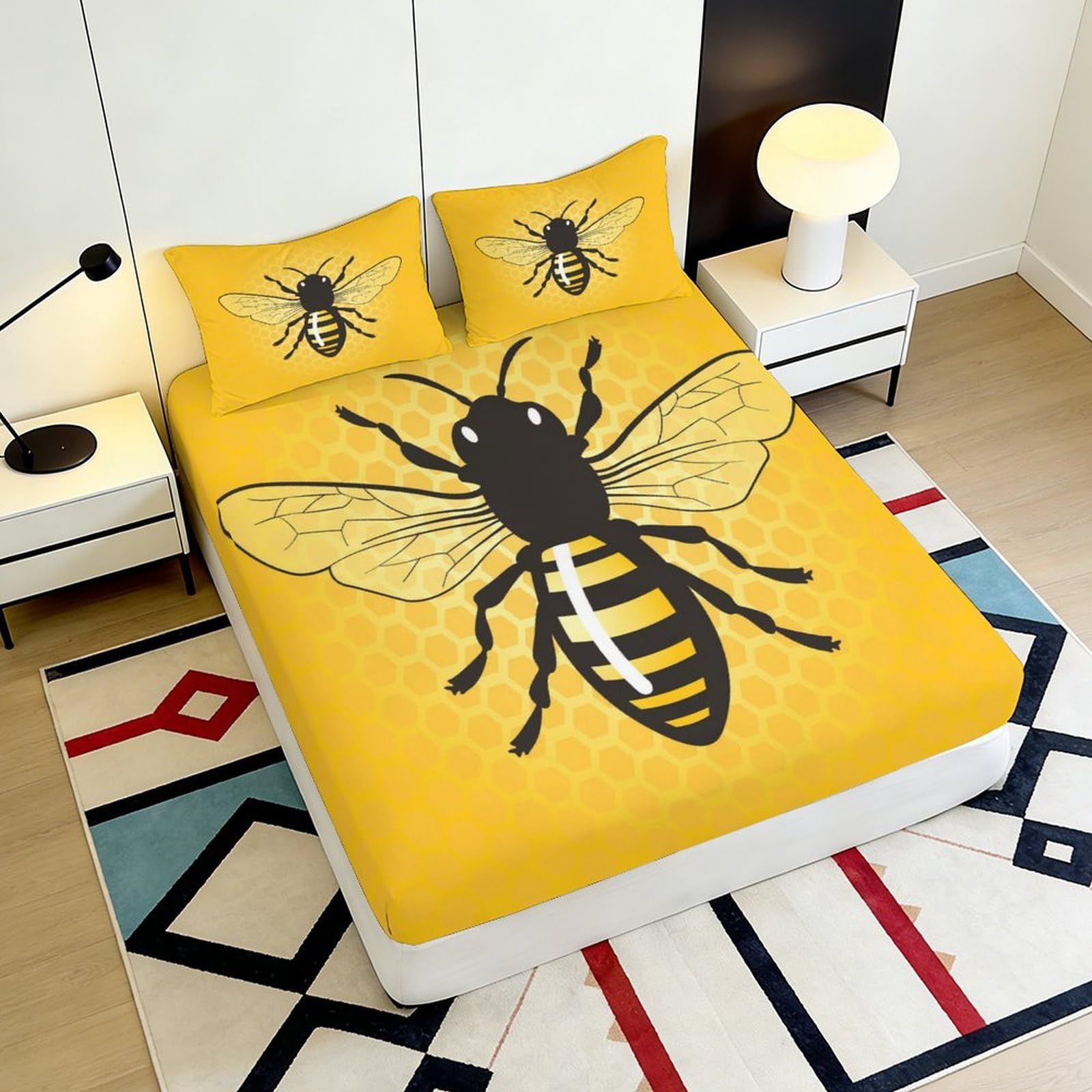 Lenzuolo con angoli elasticizzati con stampa 3D, in microfibra, antiscivolo, facile da pulire, resistente, 180 x 200 x 25 cm