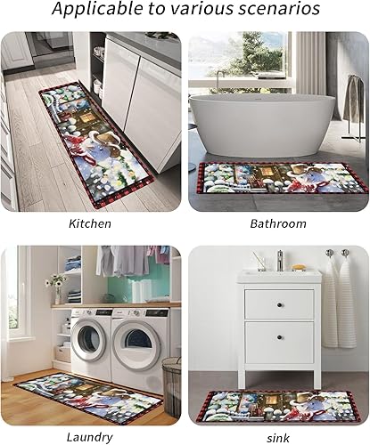 Miniatura 6 de Farmhouse Snowman Bath Mat for Tub,Non Slip Bathroom Floor Runner Rug Quick Dry & Absorbent Diatomaceous Earth Shower Sink Bedroom Kitchen Washable