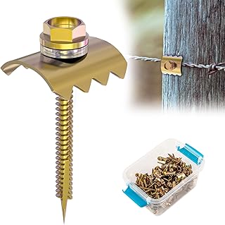 Fence Staples, Fence Post Screws for Softwoods, Fence Fasteners for Wire Fencing, Reuse Fence Staple Nails with Wire Fixer for Wire Mesh and Woven Fencing (1.8 inch-100 Pcs)