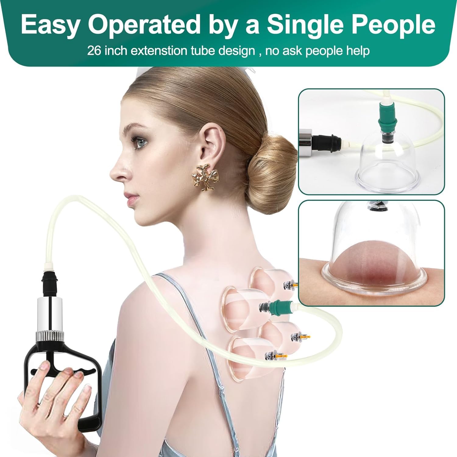 Set per terapia di coppettazione, 16 tazze, di grandi dimensioni, V2.0, per donne e uomini, tazza sottovuoto per corpo, muscoli, sollievo dal dolore alla schiena, massaggi, succhiare la