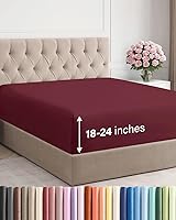 Vista 98 de Sábana bajera extra profunda tamaño Queen – Sábana bajera individual de lujo para hotel solamente – Se adapta fácilmente a colchones de 18 a 24