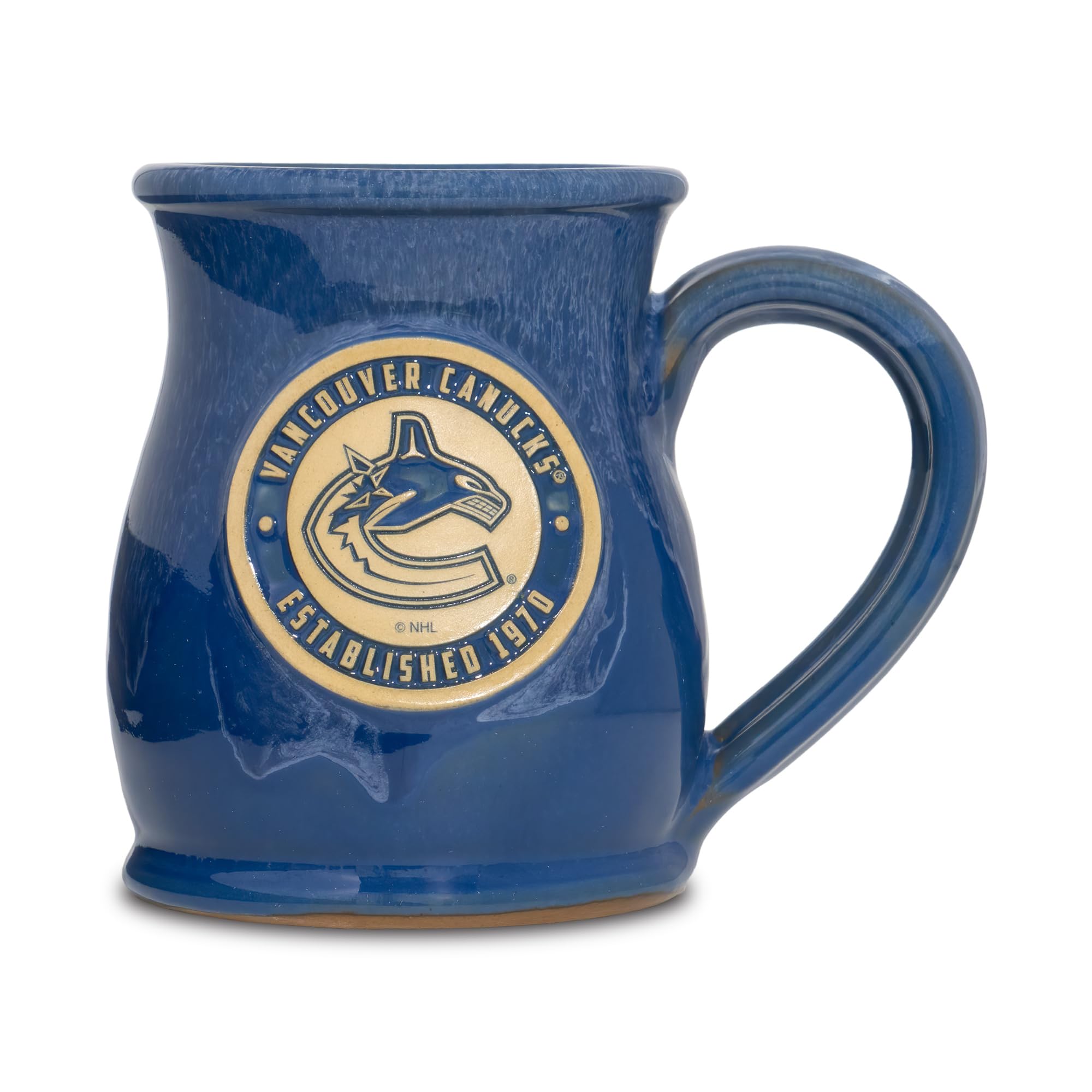 Greater Distance NHL Hockey Vancouver Canucks 14oz Two-Tone Tall Belly Mug, Handmade Large Ceramic Coffee Mug With Team Logo for True Fans, Premium Deneen Pottery Made in USA