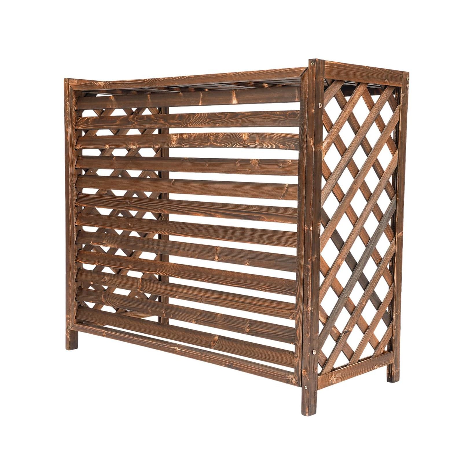 QYMYOZ Outdoor Air Conditioner Privacy Fence Screen Solid Wood Cover for AC Unit Garden Flower Stand 81x30x72cm to 115x54x95cm (96x40x89cm) Stylish Patio Shield
