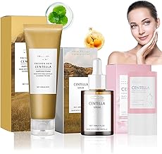 3 Pieces Skincare Centella Kit, Centella Facial Cleanser, Centella Serum, Centella Stick Mask, Skincare Korean Kit, Moisturizing, Nourishes, Minimizes Pores Suitable for All Skin Types