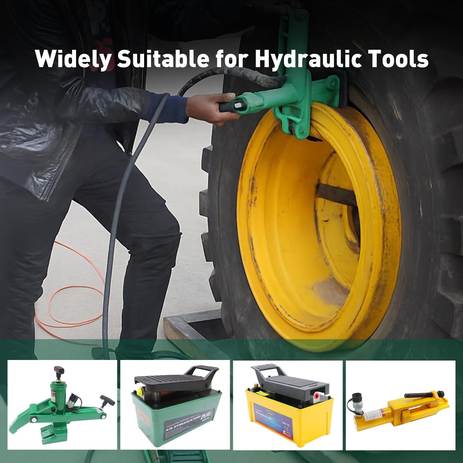 Hydraulikschlauch, 10.000 PSI Arbeitsdruck mit 2 hochfesten Stahldrahtgeflechten, NPT 0,95 cm Schnellverbindungskupplung, flexibler Gummi-Ölschlauch -40 °C bis 120 °C