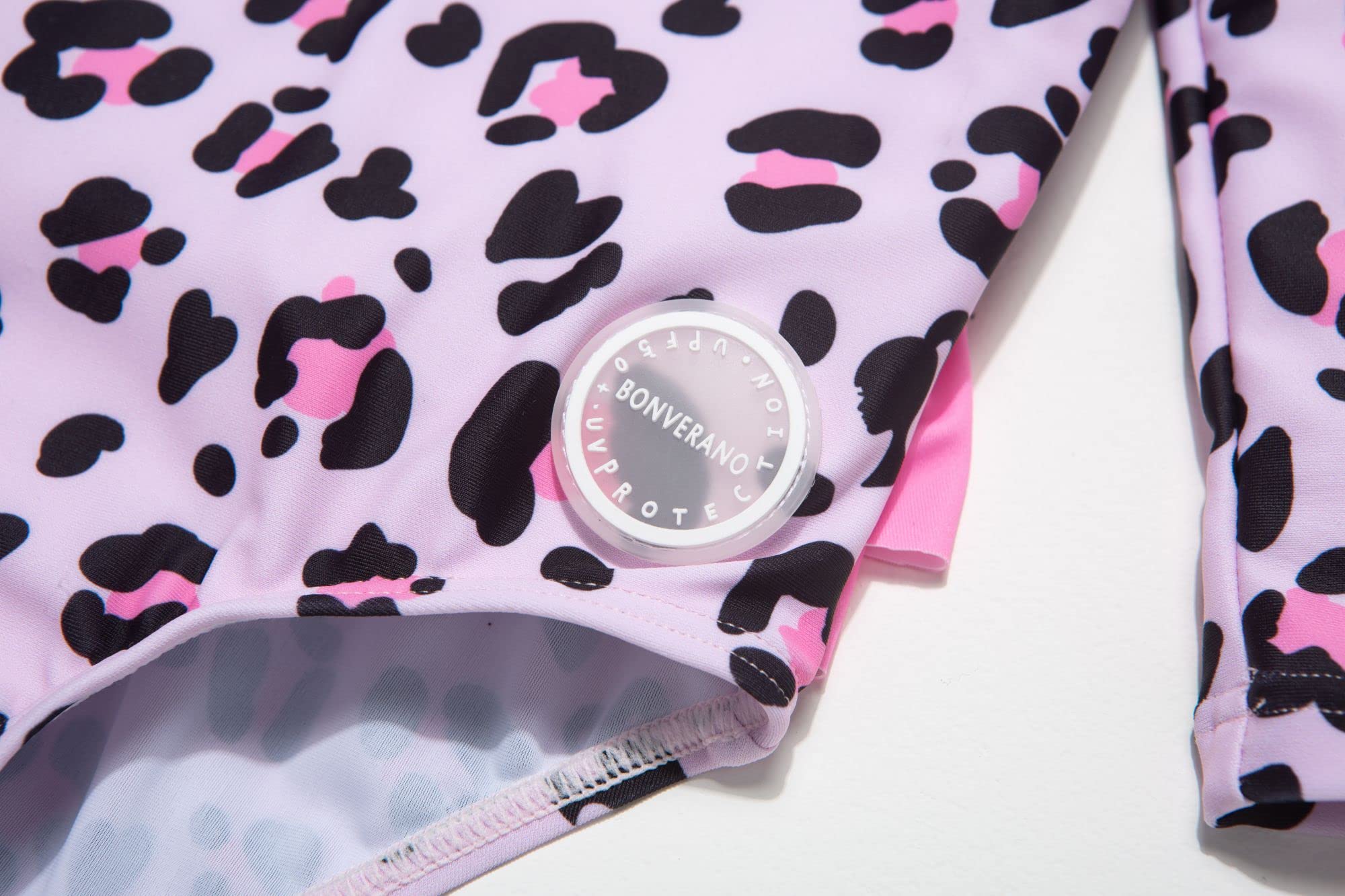 BONVERANO Maillot de Bain Une pièce à Manches Longues pour bébés Filles Protection UV 50+ avec Bonnet de Bain