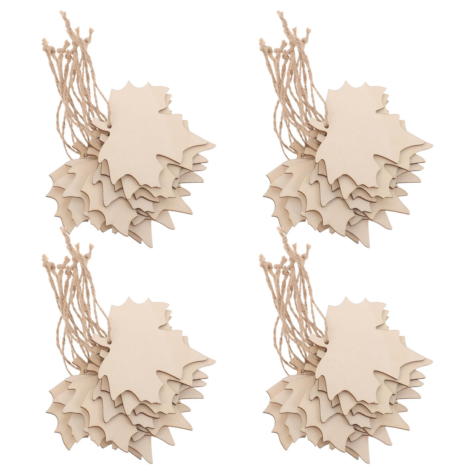 100stücke Natur Ahornblatt Holz Ausschnitte Unbehandelte Herbst Deko für DIY Hängedekoration Party Bastelset mit Seil für Erntedankfeste